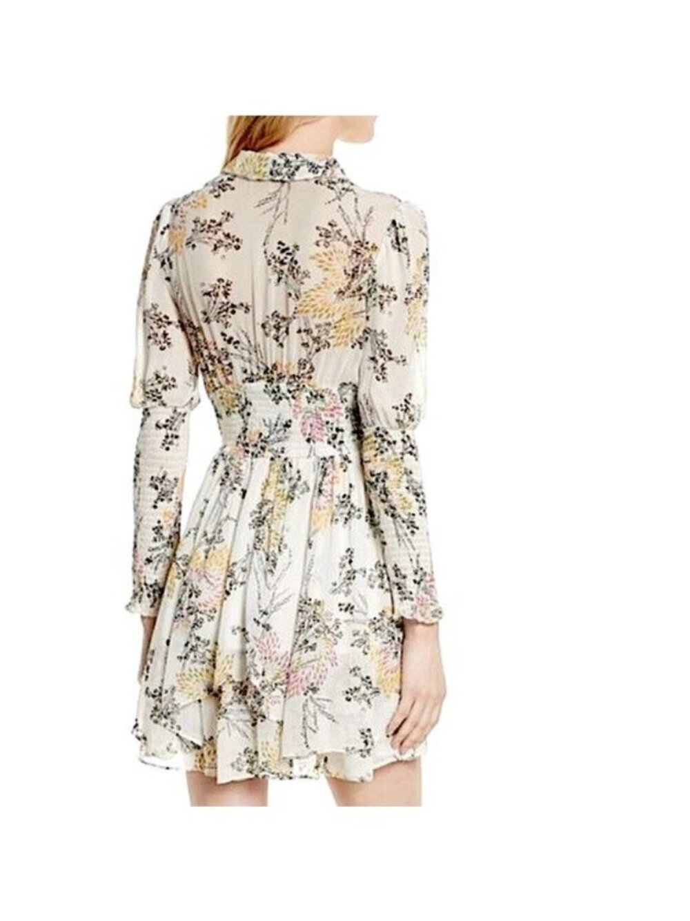 Free People Floral Poet Dress M White EUC
